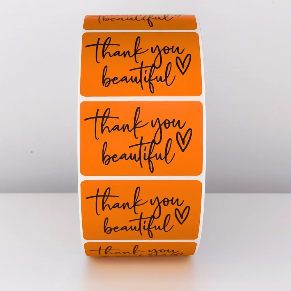 Thank You Beautiful Stickers | Pink Heart Labels for Small Business Packaging